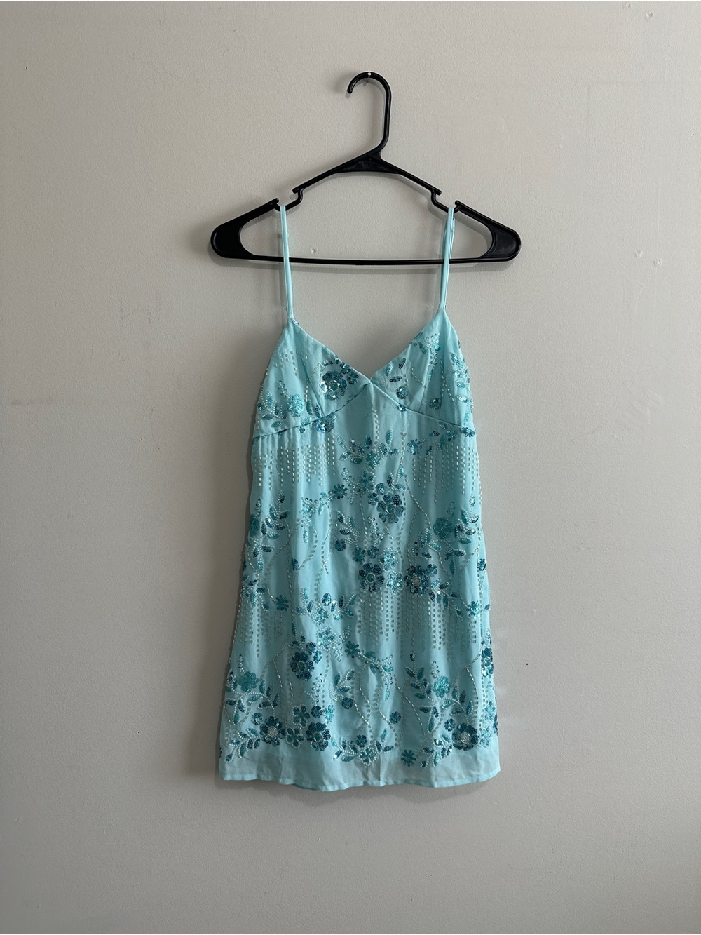 Aqua Sequin Mini Dress